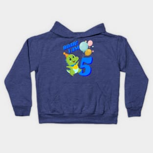 5th Birthday Child Kid Dino Dinosaur ROAR Kids Hoodie